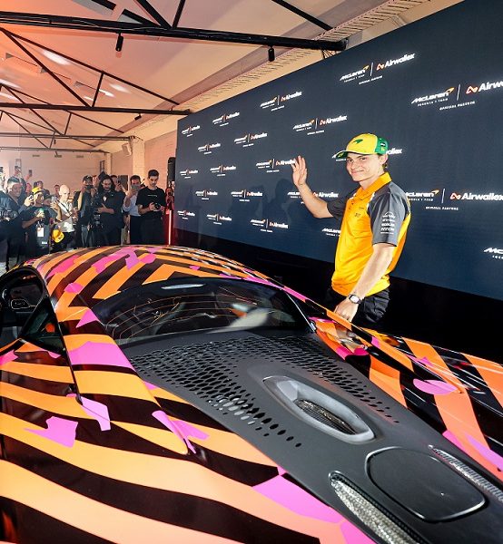 McLaren Formula 1 Team driver Oscar Piastri unveils McLaren supercar to kick off 2025 Melbourne GP